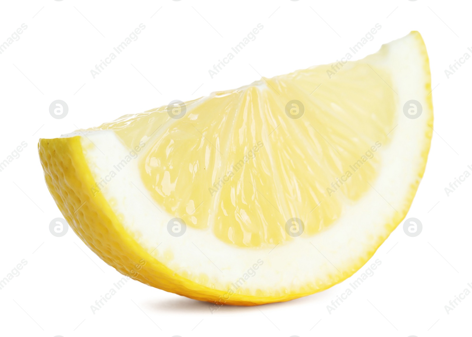 Photo of Slice of fresh lemon isolated on white