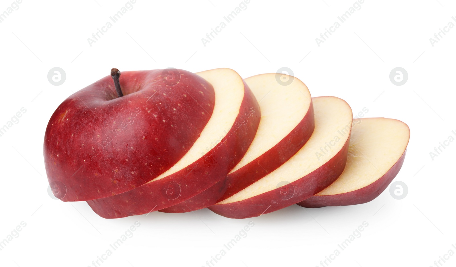 Photo of Sliced ripe red apple isolated on white