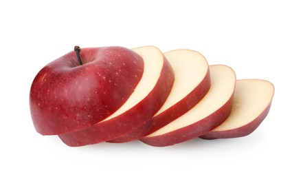 Photo of Sliced ripe red apple isolated on white