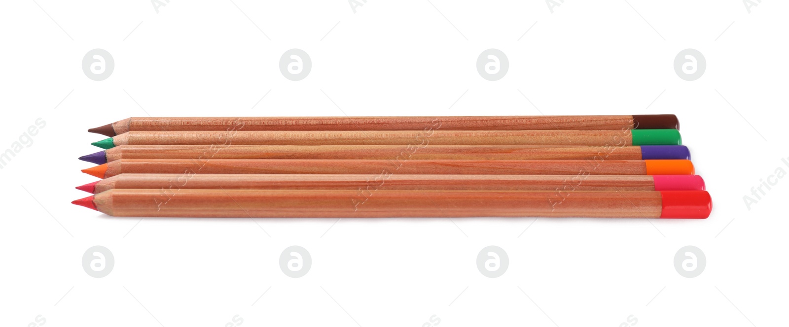 Photo of Colorful pastel pencils isolated on white. Drawing supplies