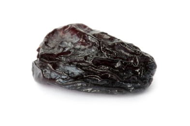Photo of Tasty raisin on white background. Healthy dried fruit