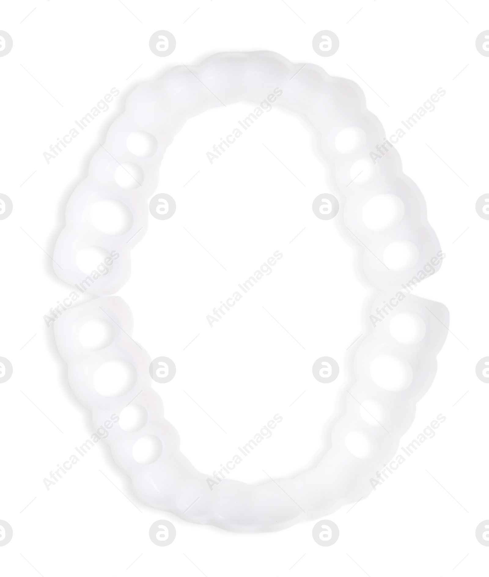 Photo of Dental mouth guards on white background, top view. Bite correction