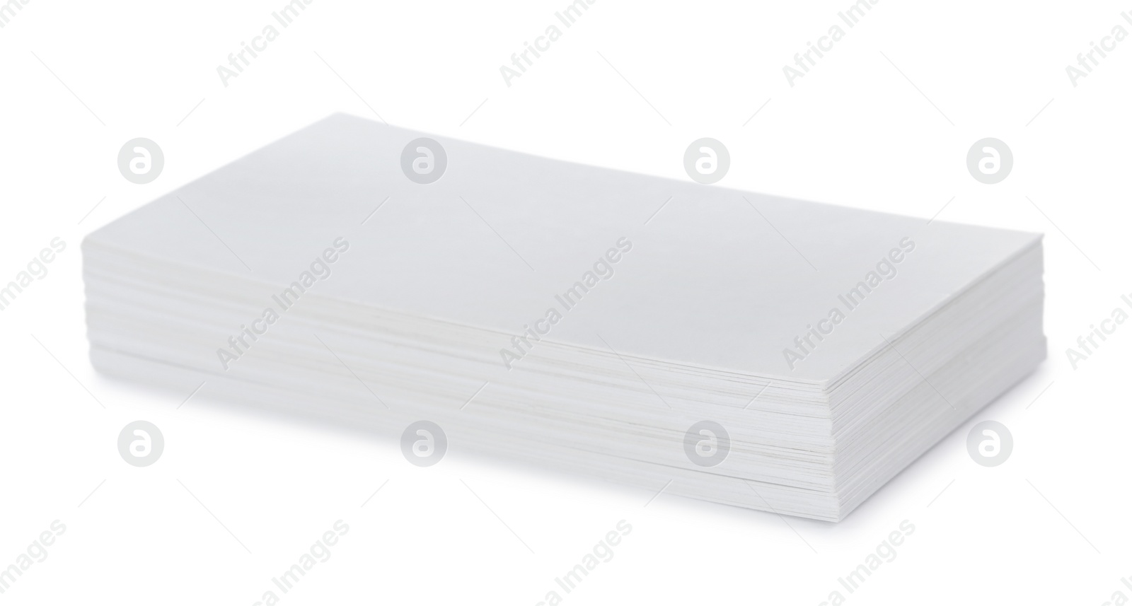 Photo of Stack of business cards on white background. Mockup for design