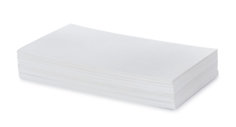 Stack of business cards on white background. Mockup for design