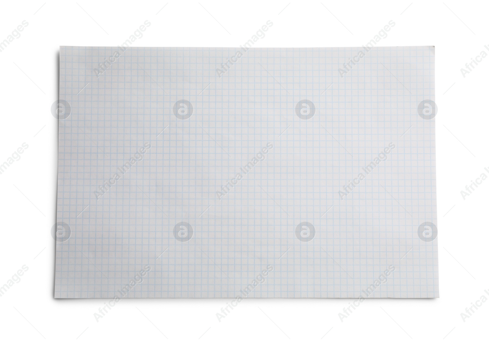 Photo of Checkered sheet of paper on white background, top view