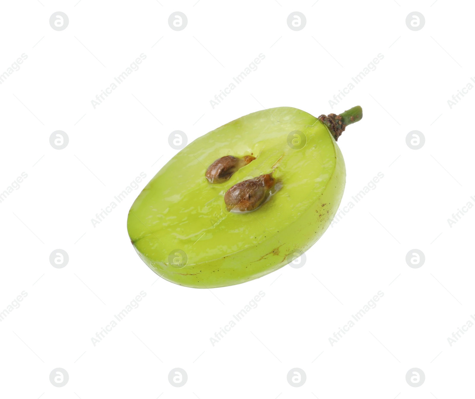 Photo of Half of delicious ripe green grape isolated on white