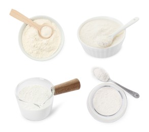 Image of Set of baking powder isolated on white