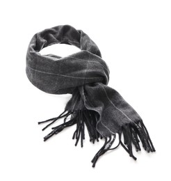 Black scarf isolated on white. Stylish accessory