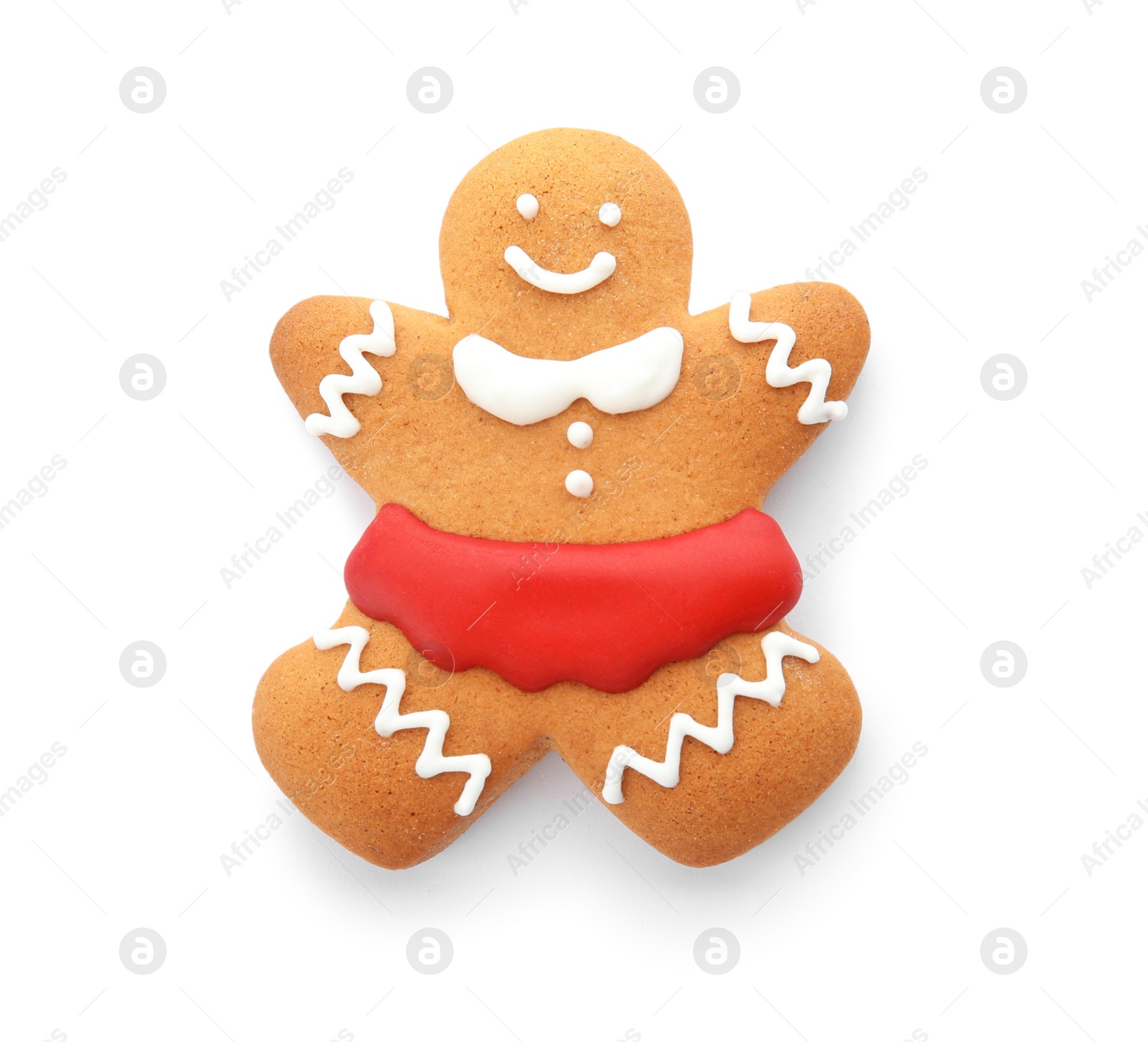 Photo of Tasty homemade Christmas cookie on white background