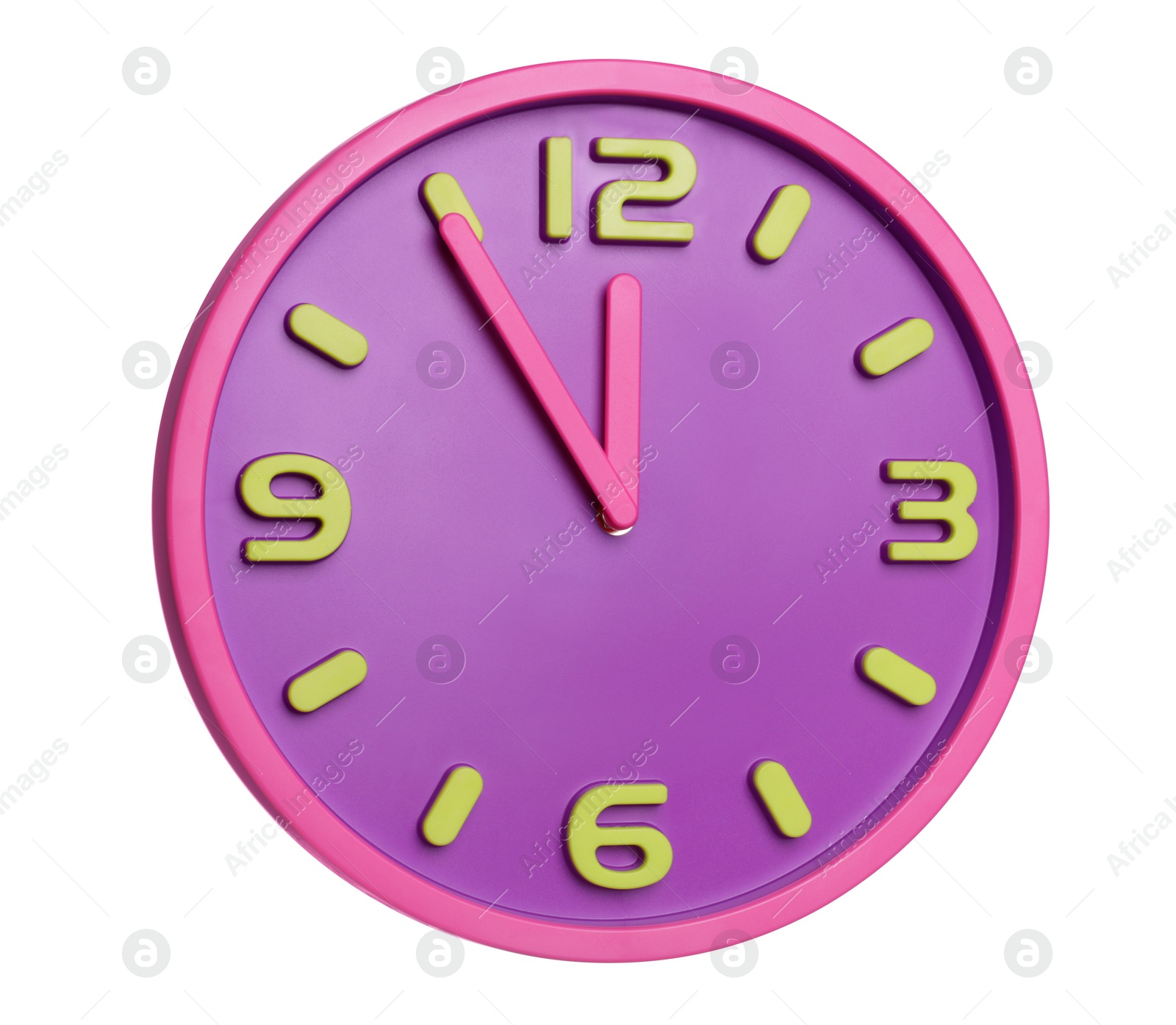 Photo of Stylish analog clock isolated on white. New Year countdown