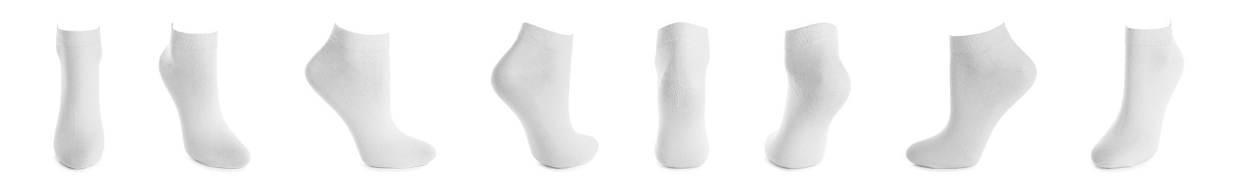 Set with socks on white background. Banner design