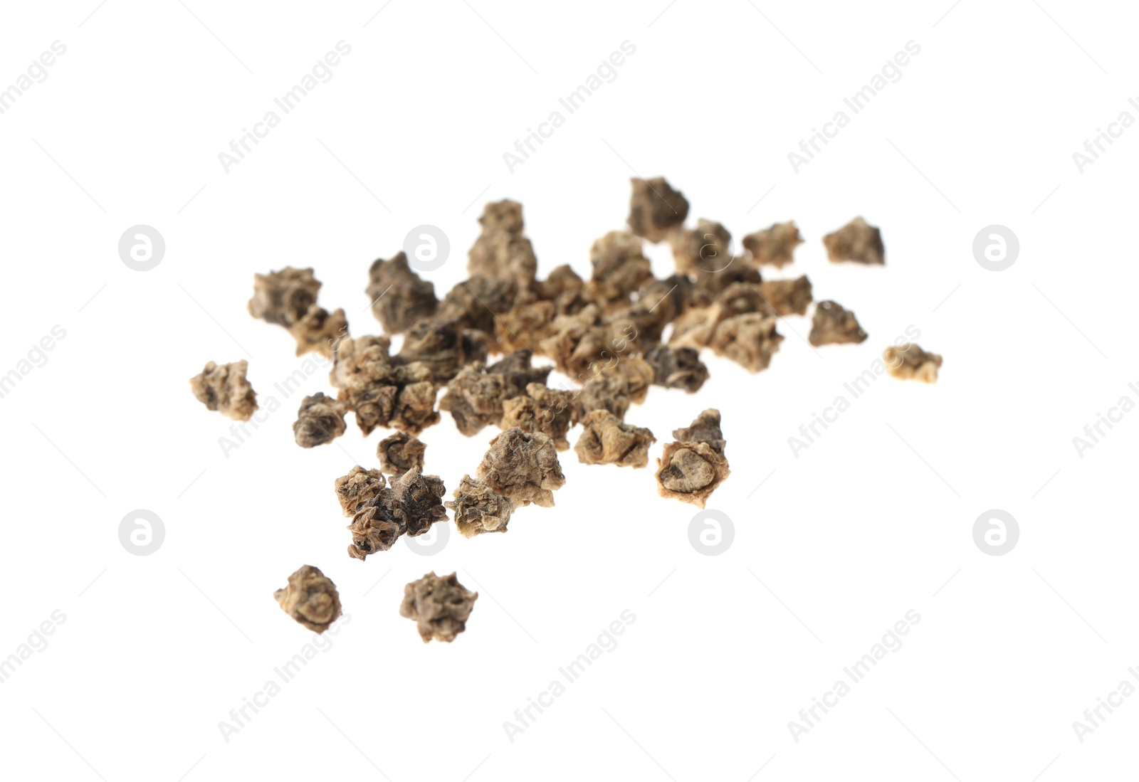 Photo of Pile of raw beet seeds on white background. Vegetable planting