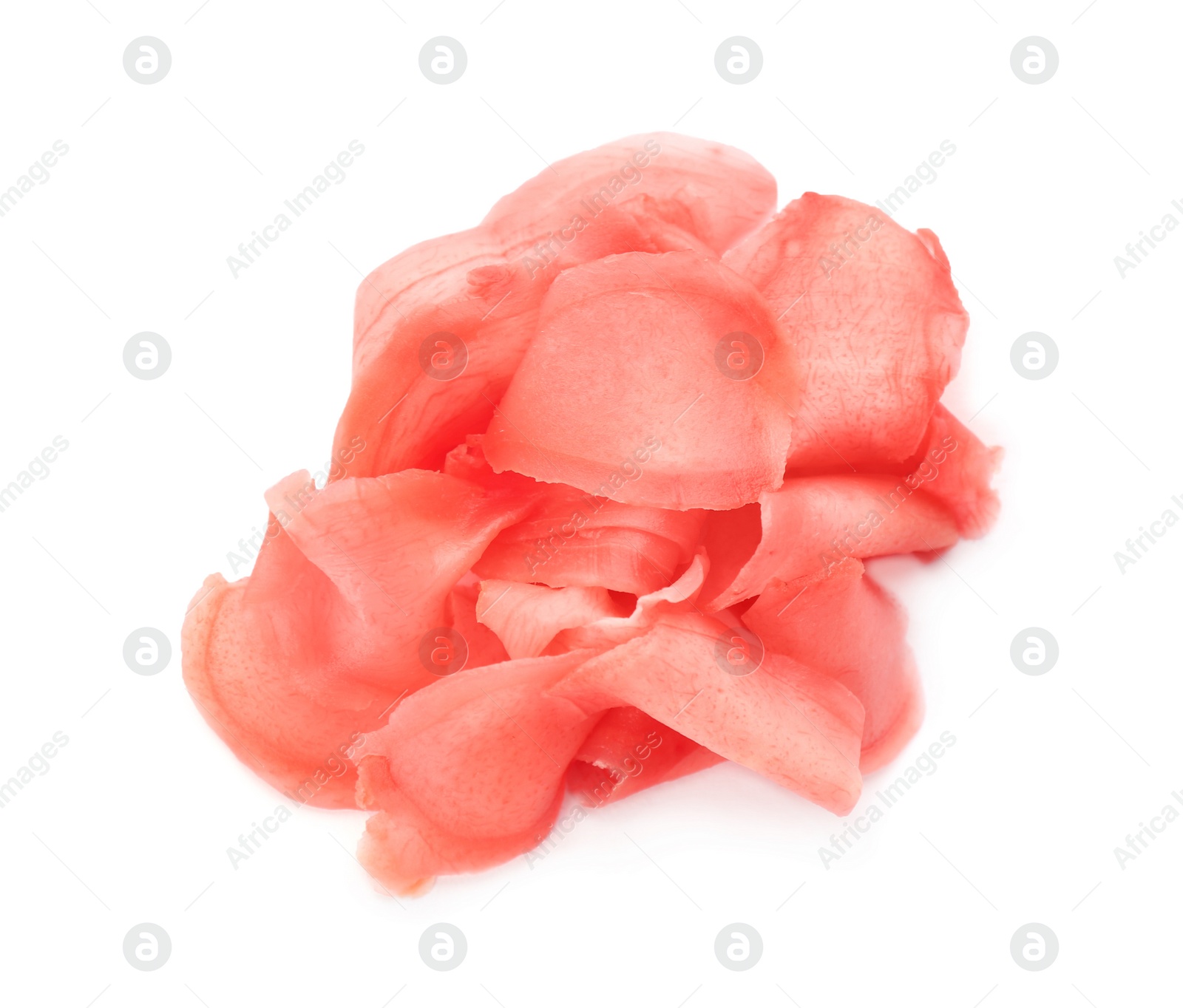 Photo of Pile of pickled ginger isolated on white