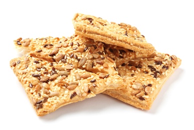 Grain cereal cookies on white background. Healthy snack