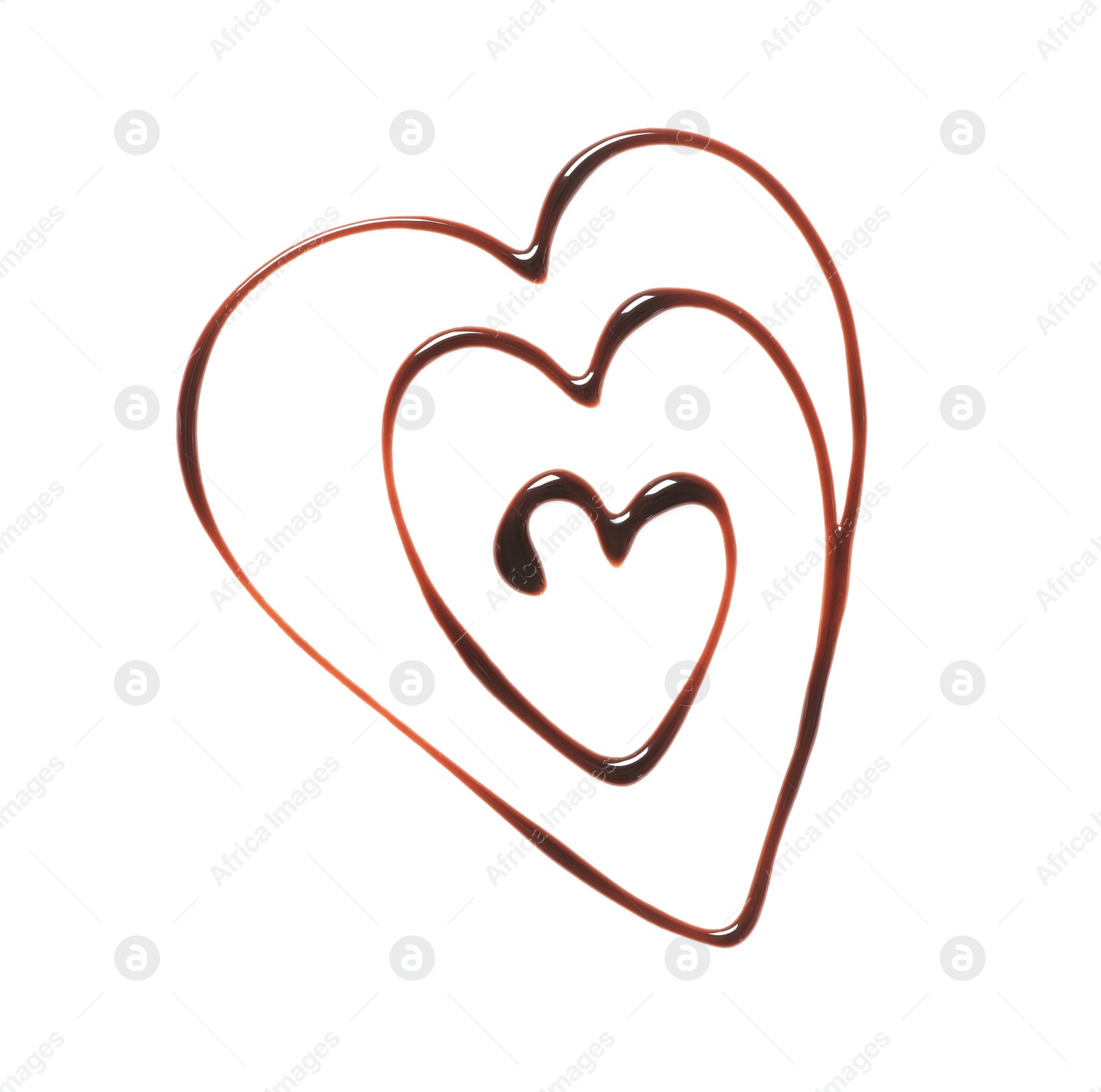 Photo of Heart made of dark chocolate on white background, top view