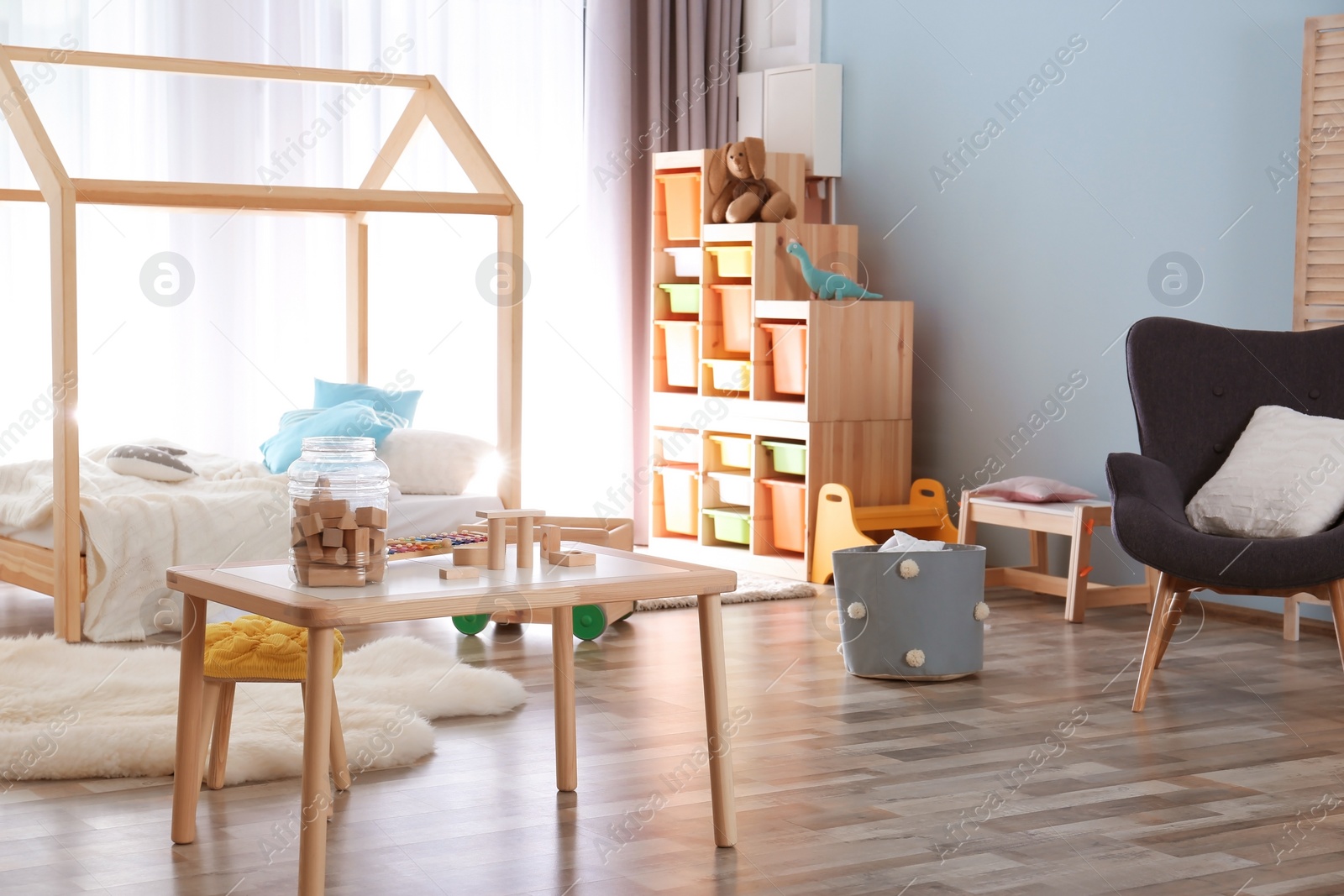 Photo of Modern child room interior setting. Idea for home design