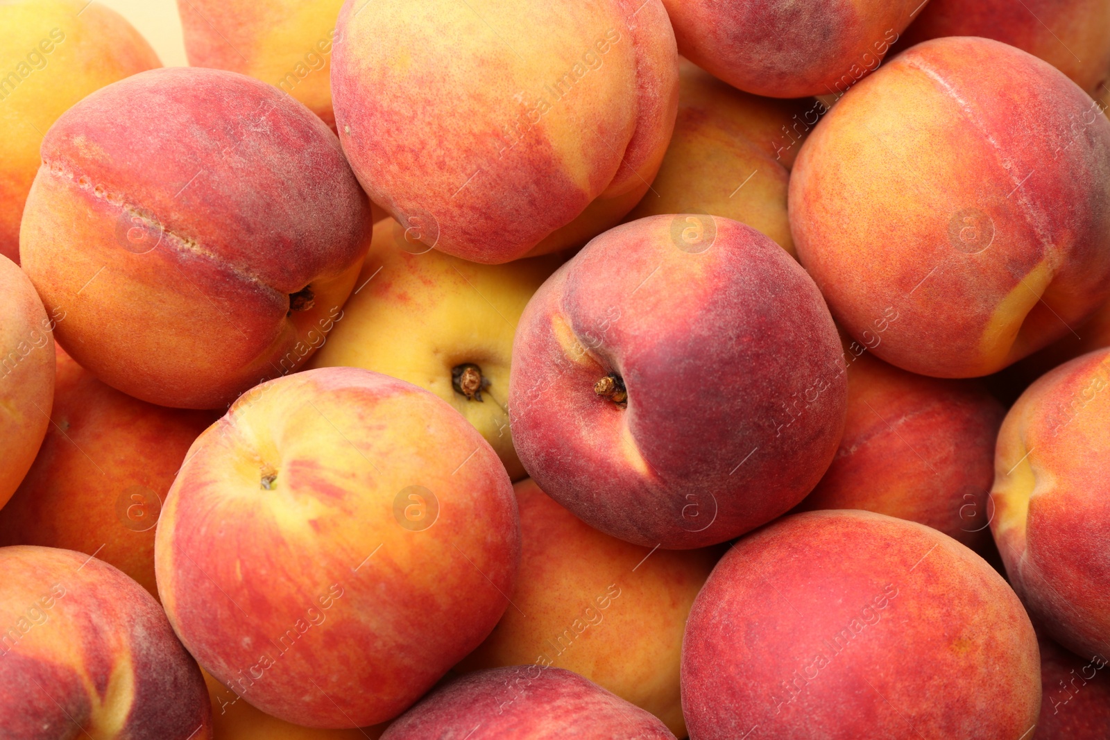 Photo of Fresh ripe peaches as background, closeup view