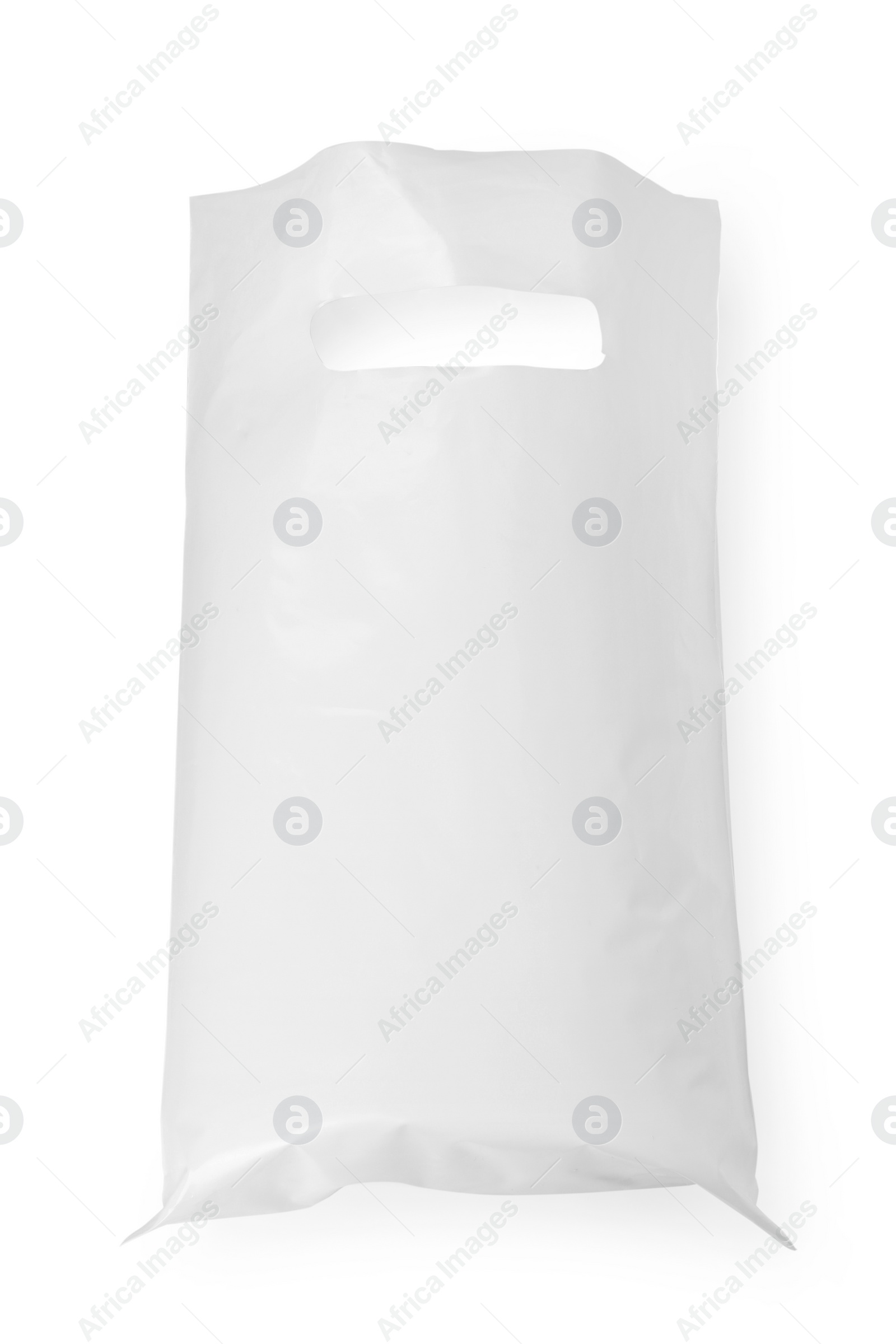 Photo of One plastic bag isolated on white, top view