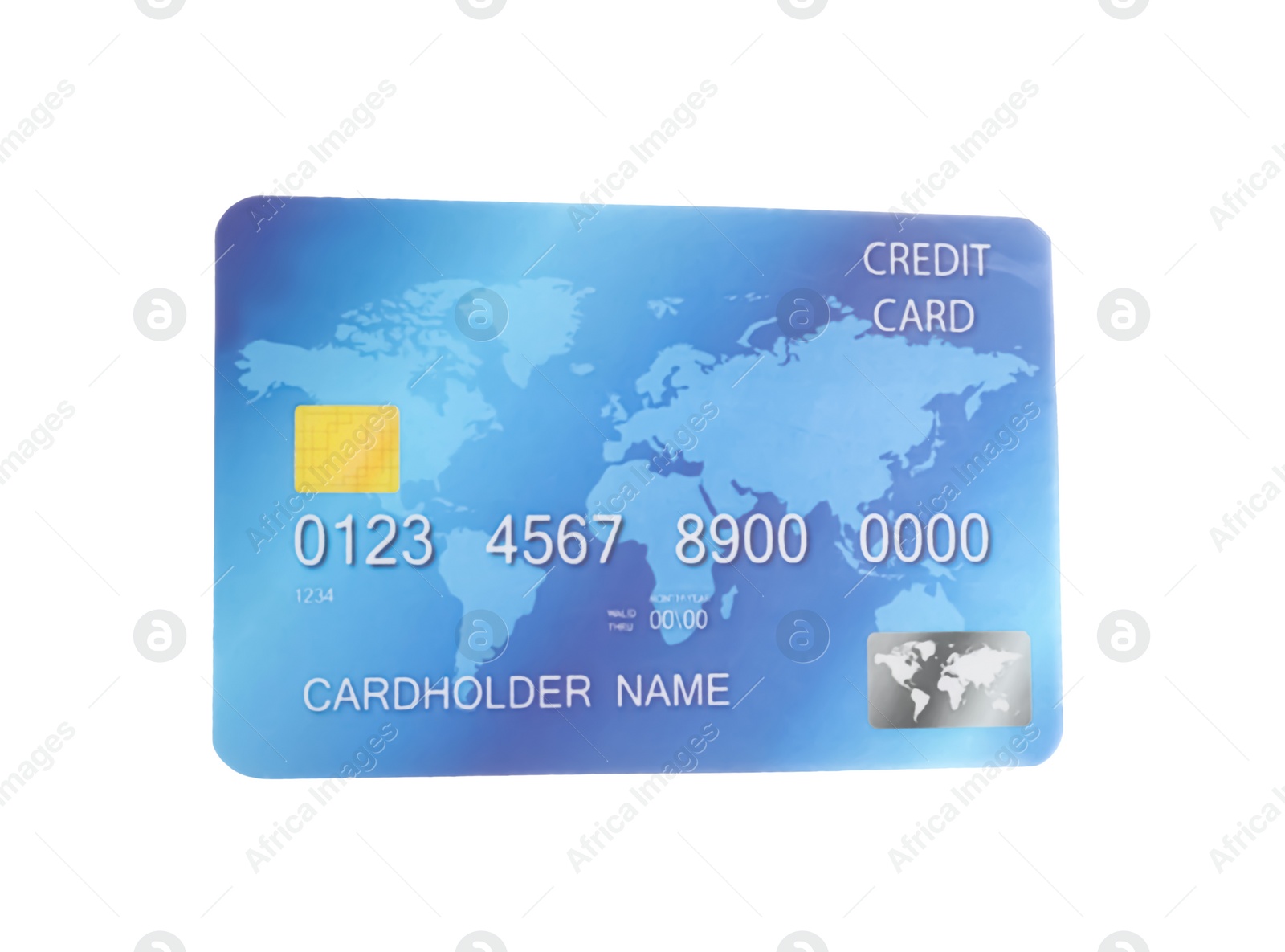 Photo of Blue plastic credit card isolated on white