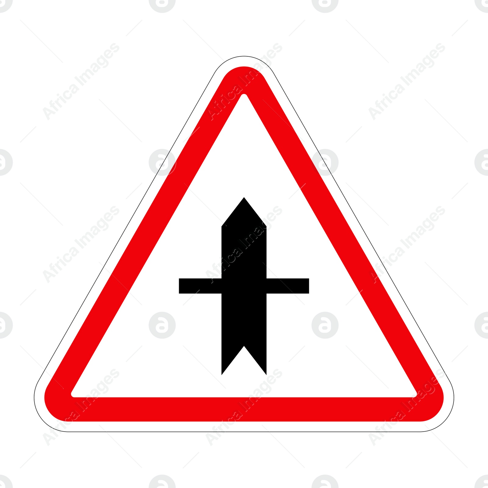 Illustration of Traffic sign CROSSROADS on white background, illustration 