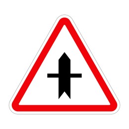 Traffic sign CROSSROADS on white background, illustration 