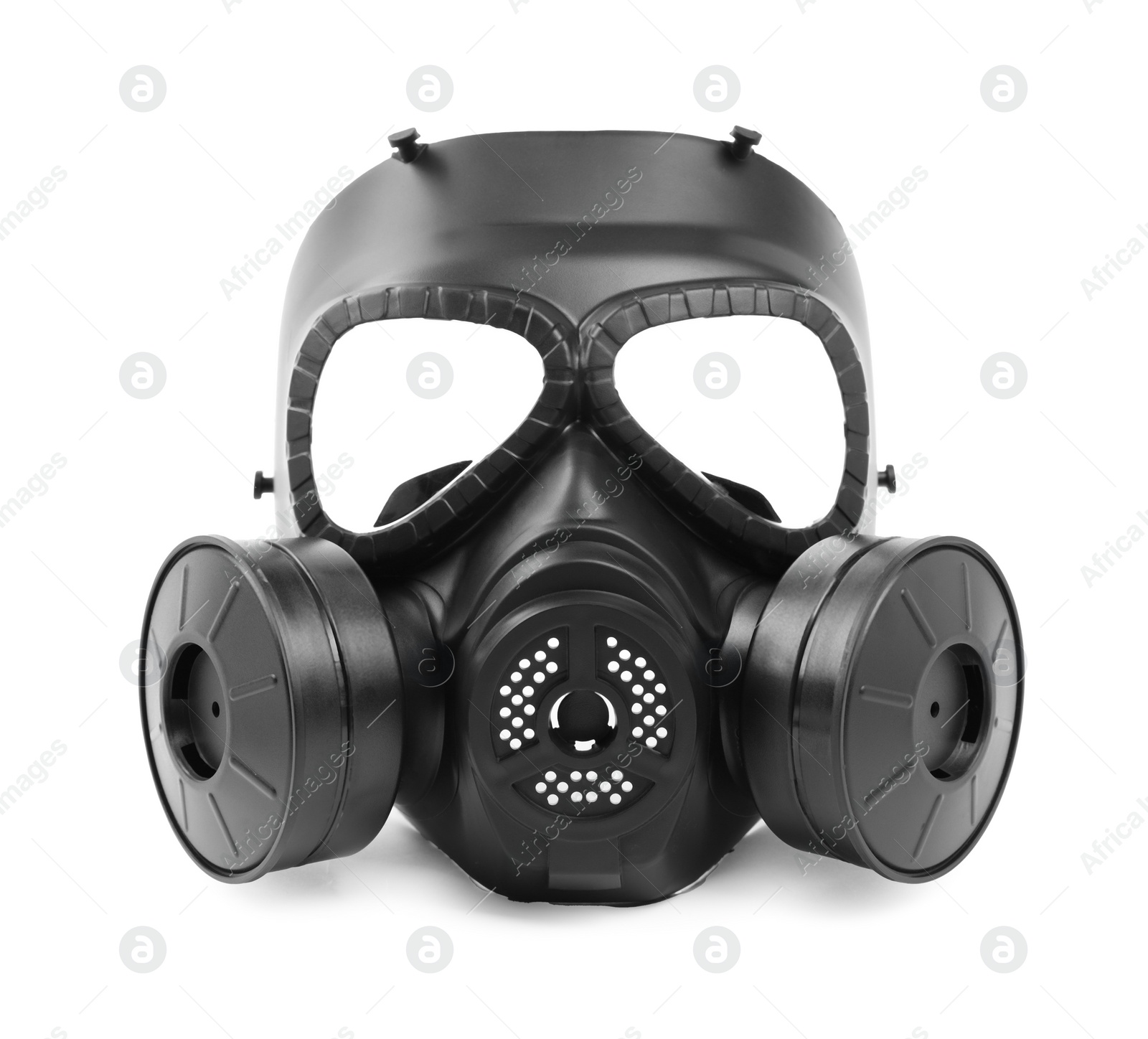 Photo of One gas mask isolated on white. Safety equipment