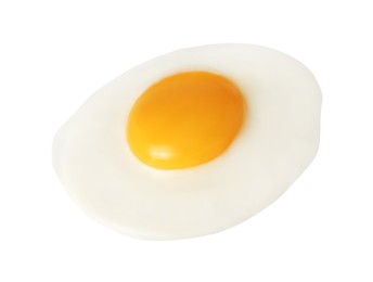 Tasty fried chicken egg isolated on white
