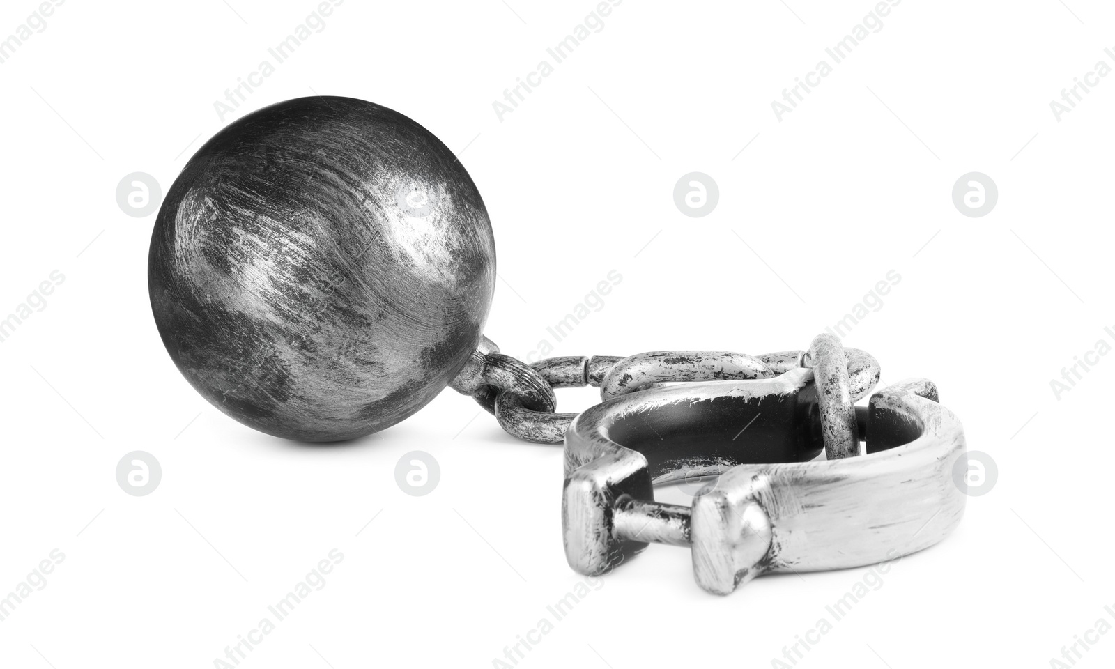 Photo of Prisoner ball with chain on white background