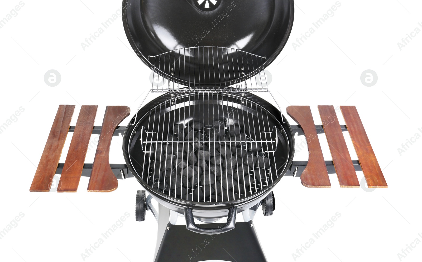 Photo of New modern barbecue grill on white background