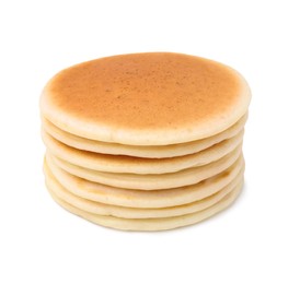 Stack of delicious pancakes isolated on white