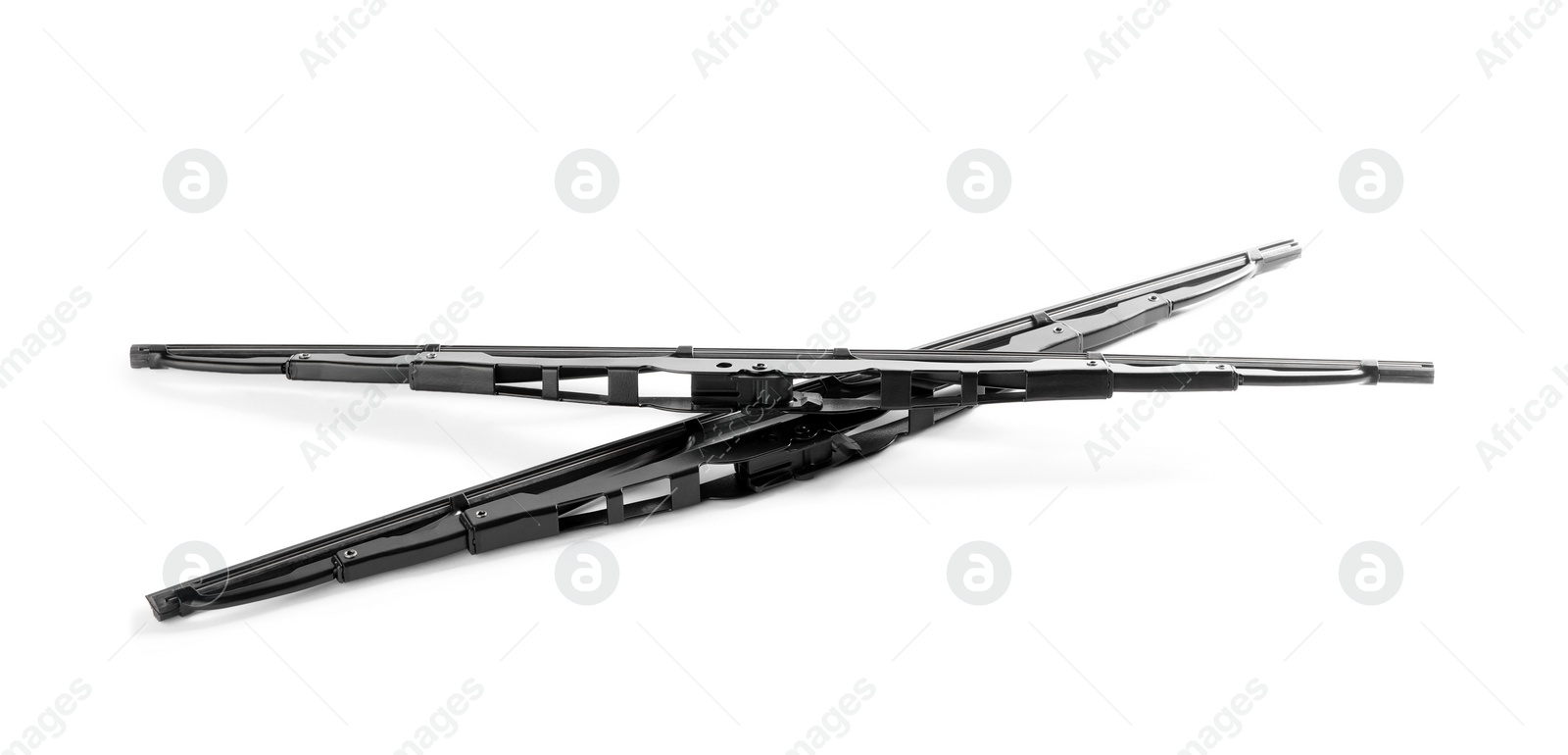 Photo of Pair of car windshield wipers on white background