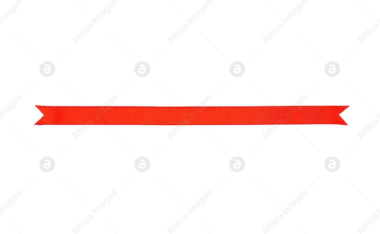 Photo of Simple red ribbon on white background, top view