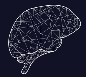 Illustration of human brain on dark blue background