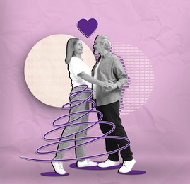 Lovely couple on date. Creative art collage