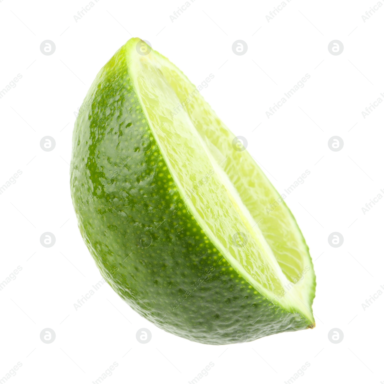 Photo of Half of fresh green ripe lime isolated on white