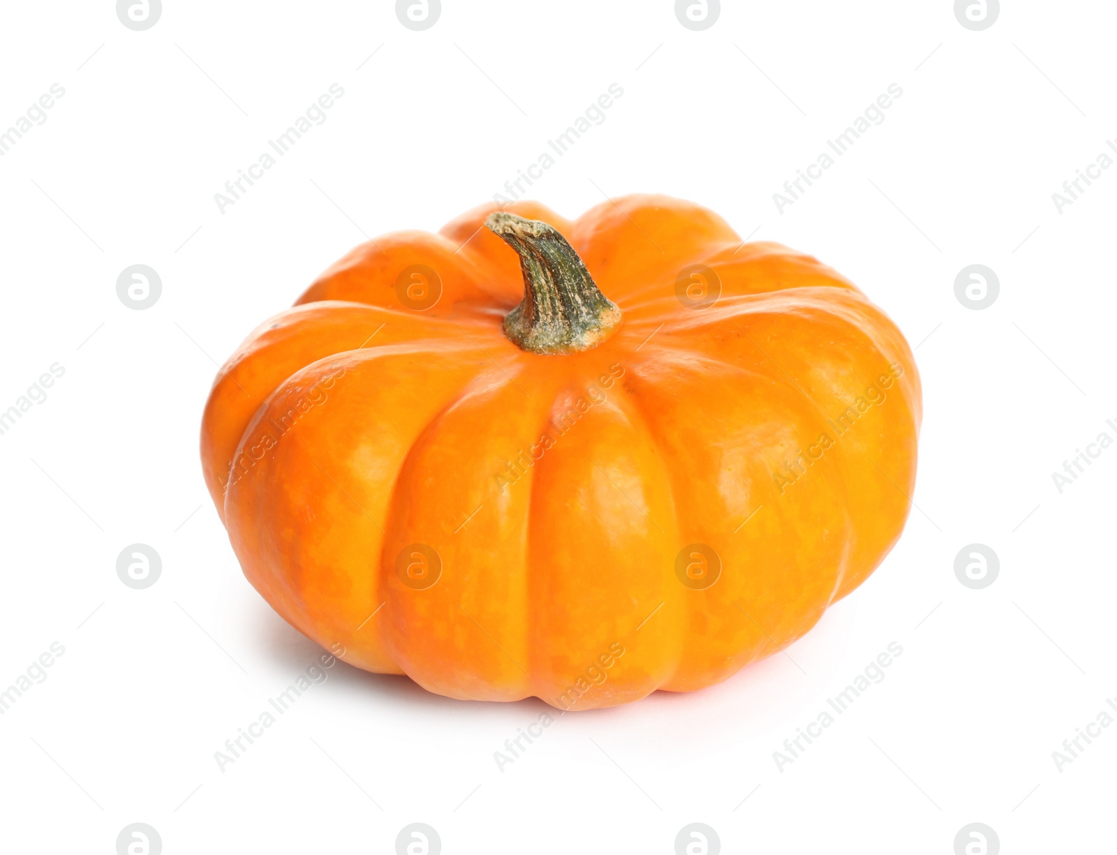 Photo of Beautiful ripe orange pumpkin isolated on white