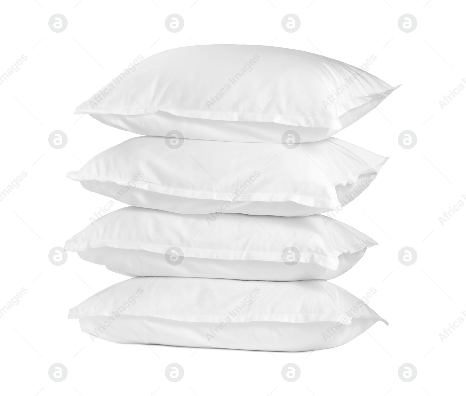 Photo of Stack of soft pillows isolated on white