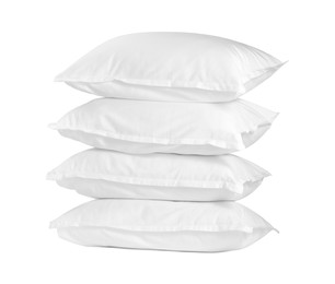 Photo of Stack of soft pillows isolated on white