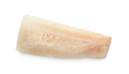 Fresh raw cod fillet isolated on white, top view