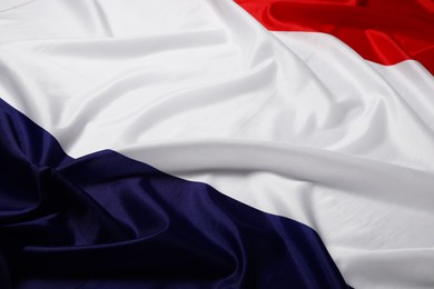 Flag of France as background, top view