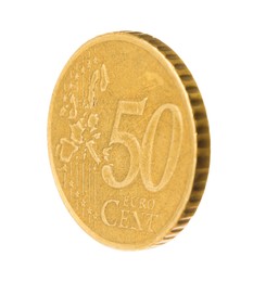 Fifty euro cent coin isolated on white