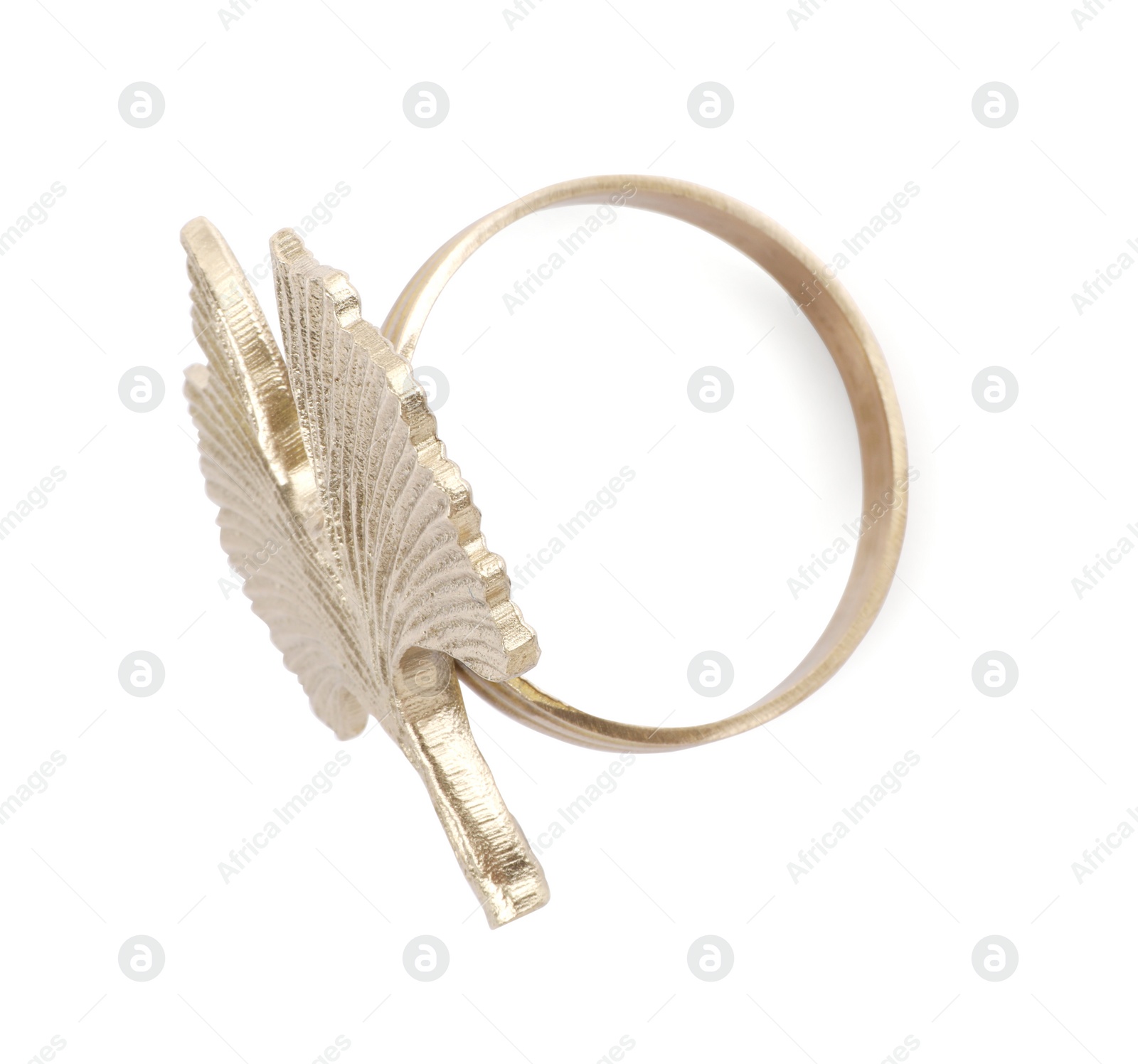 Photo of Decorative ring for napkin on white background