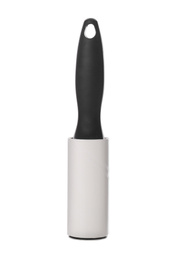 New lint roller with black handle isolated on white