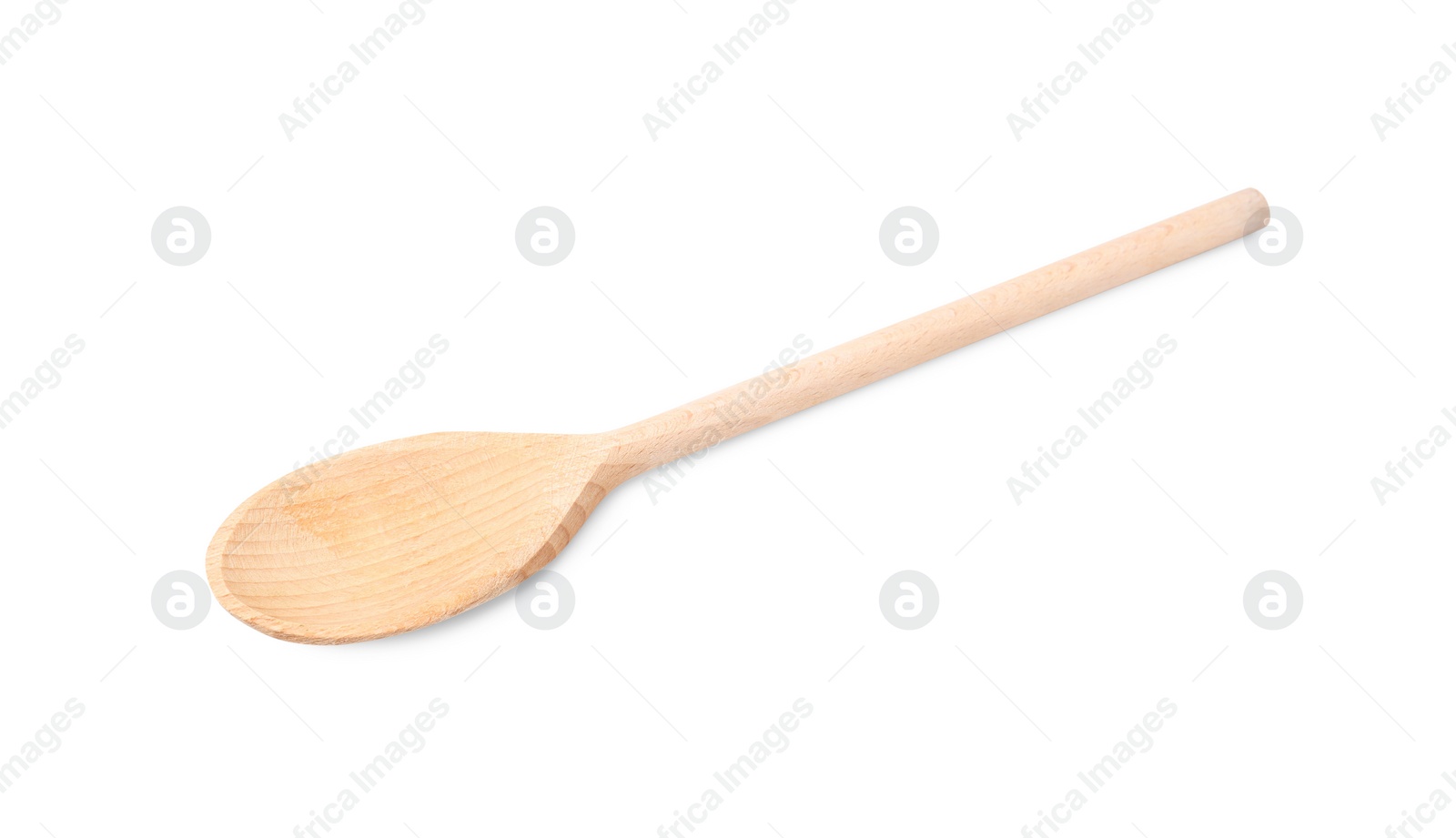 Photo of One wooden spoon isolated on white. Cooking utensil