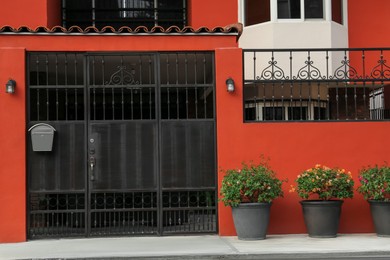 Photo of Entrance of yard with beautiful black metal door