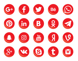 Illustration of MYKOLAIV, UKRAINE - APRIL 4, 2020: Collection of different social media apps icons
