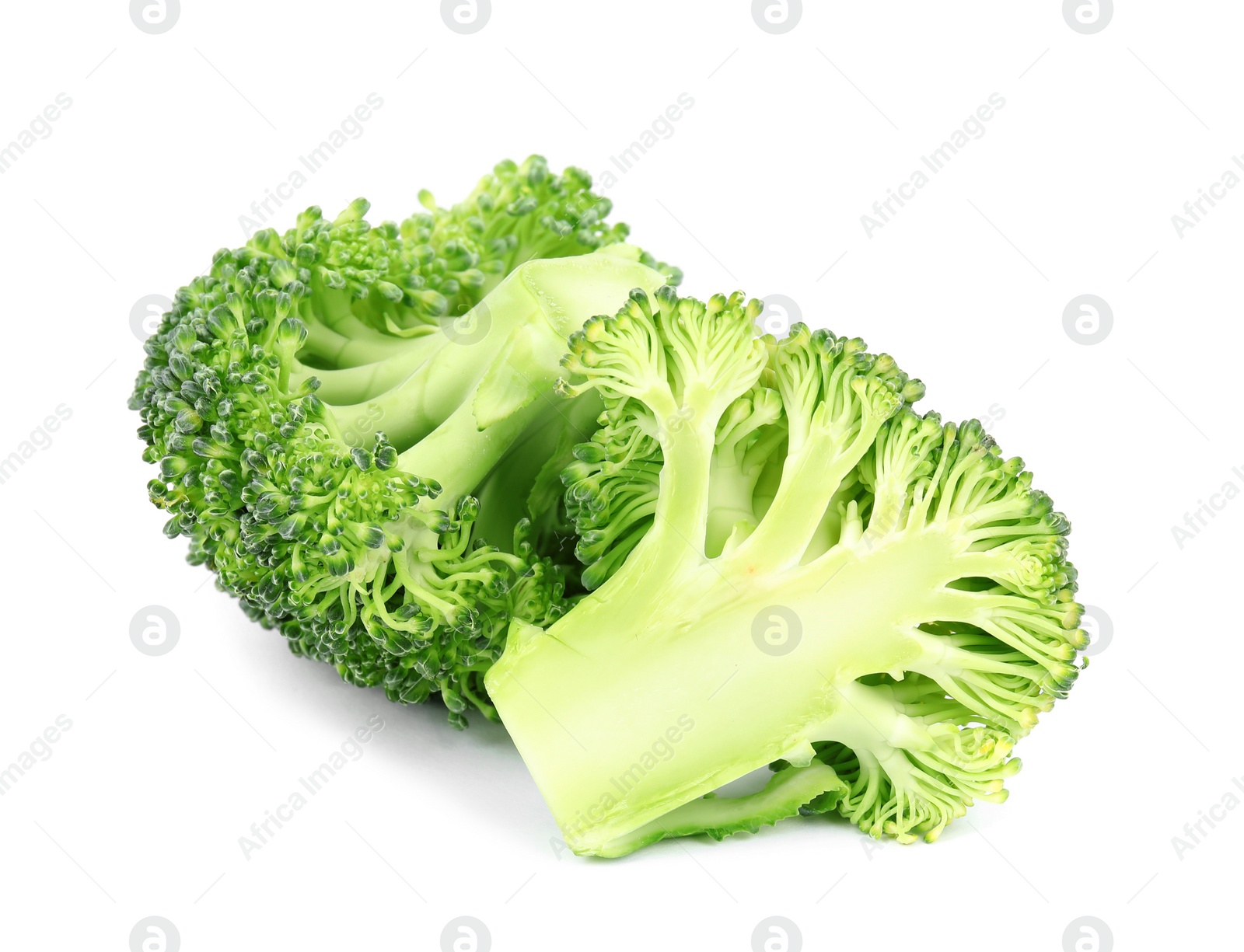 Photo of Fresh green broccoli on white background. Organic food