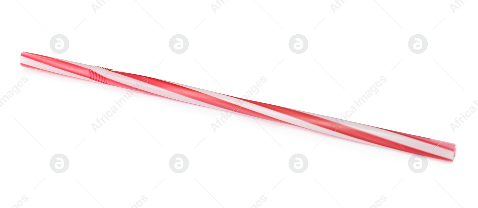 Photo of Bright disposable plastic straw isolated on white