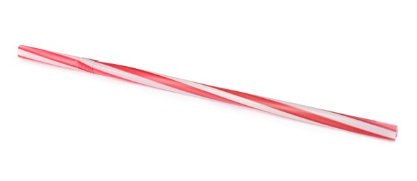 Bright disposable plastic straw isolated on white
