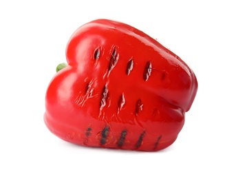 Grilled ripe paprika pepper on white background